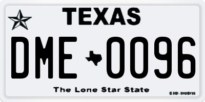 TX license plate DME0096