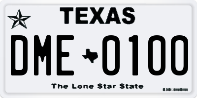 TX license plate DME0100
