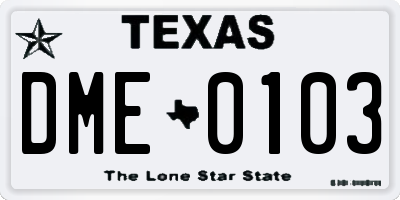 TX license plate DME0103