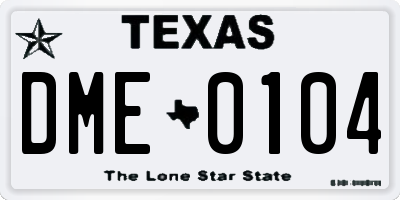 TX license plate DME0104