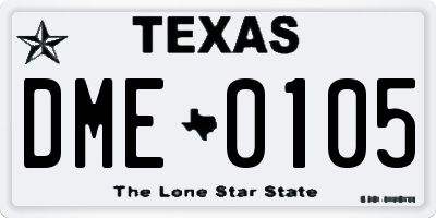 TX license plate DME0105