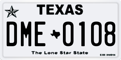 TX license plate DME0108