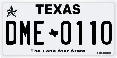 TX license plate DME0110