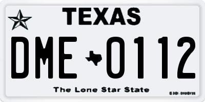 TX license plate DME0112