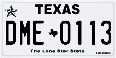 TX license plate DME0113