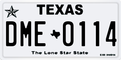 TX license plate DME0114