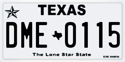 TX license plate DME0115