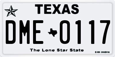 TX license plate DME0117