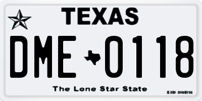 TX license plate DME0118