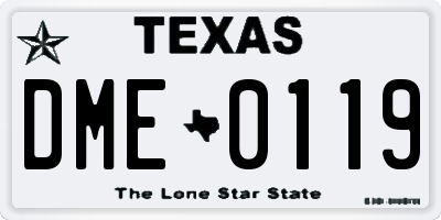 TX license plate DME0119
