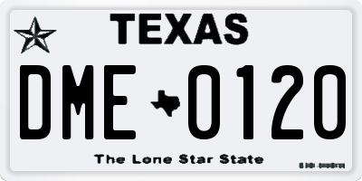TX license plate DME0120