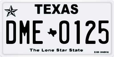 TX license plate DME0125