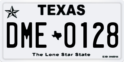TX license plate DME0128