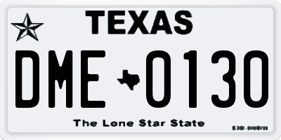 TX license plate DME0130