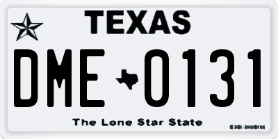 TX license plate DME0131