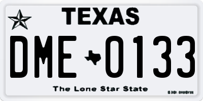 TX license plate DME0133