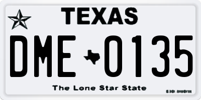 TX license plate DME0135