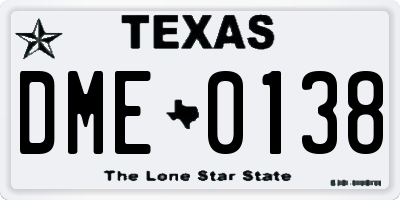 TX license plate DME0138