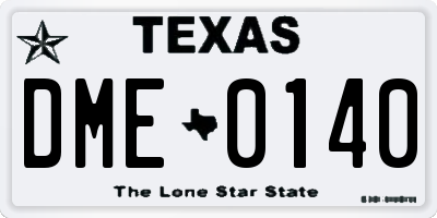 TX license plate DME0140