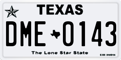 TX license plate DME0143
