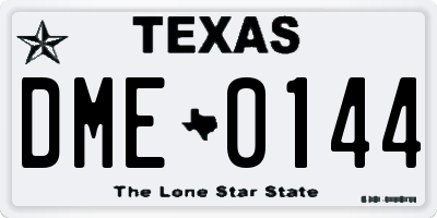 TX license plate DME0144