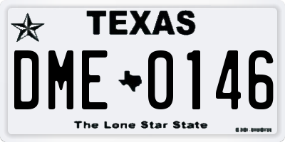 TX license plate DME0146