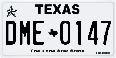 TX license plate DME0147