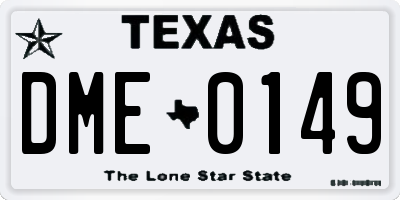 TX license plate DME0149