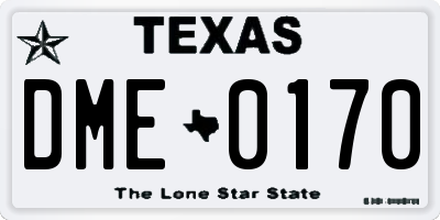 TX license plate DME0170