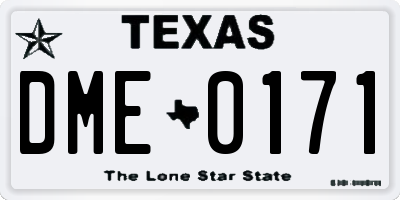TX license plate DME0171