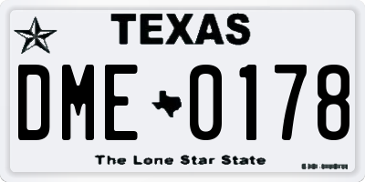 TX license plate DME0178