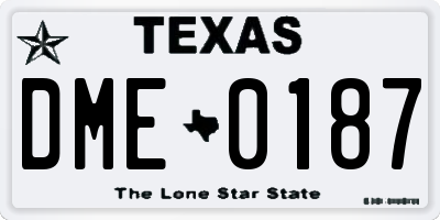 TX license plate DME0187