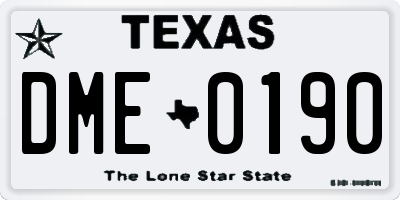 TX license plate DME0190