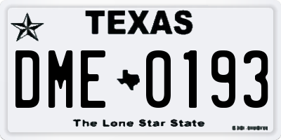 TX license plate DME0193