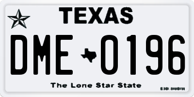 TX license plate DME0196