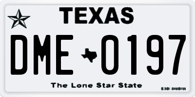 TX license plate DME0197