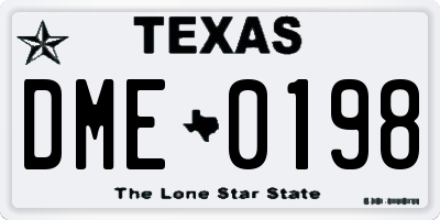 TX license plate DME0198