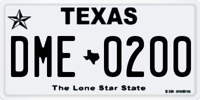 TX license plate DME0200