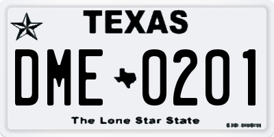 TX license plate DME0201