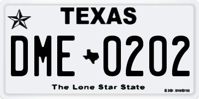 TX license plate DME0202