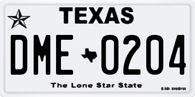 TX license plate DME0204