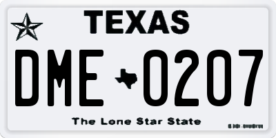 TX license plate DME0207