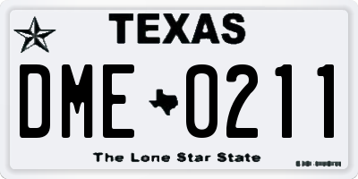 TX license plate DME0211