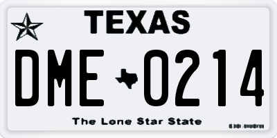 TX license plate DME0214