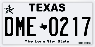 TX license plate DME0217