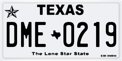 TX license plate DME0219