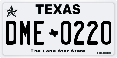 TX license plate DME0220
