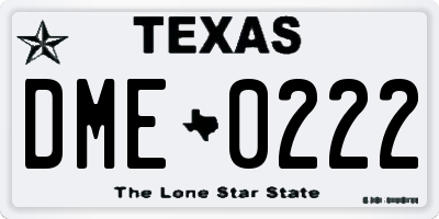 TX license plate DME0222