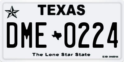 TX license plate DME0224