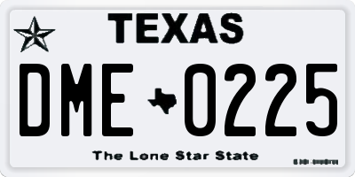 TX license plate DME0225